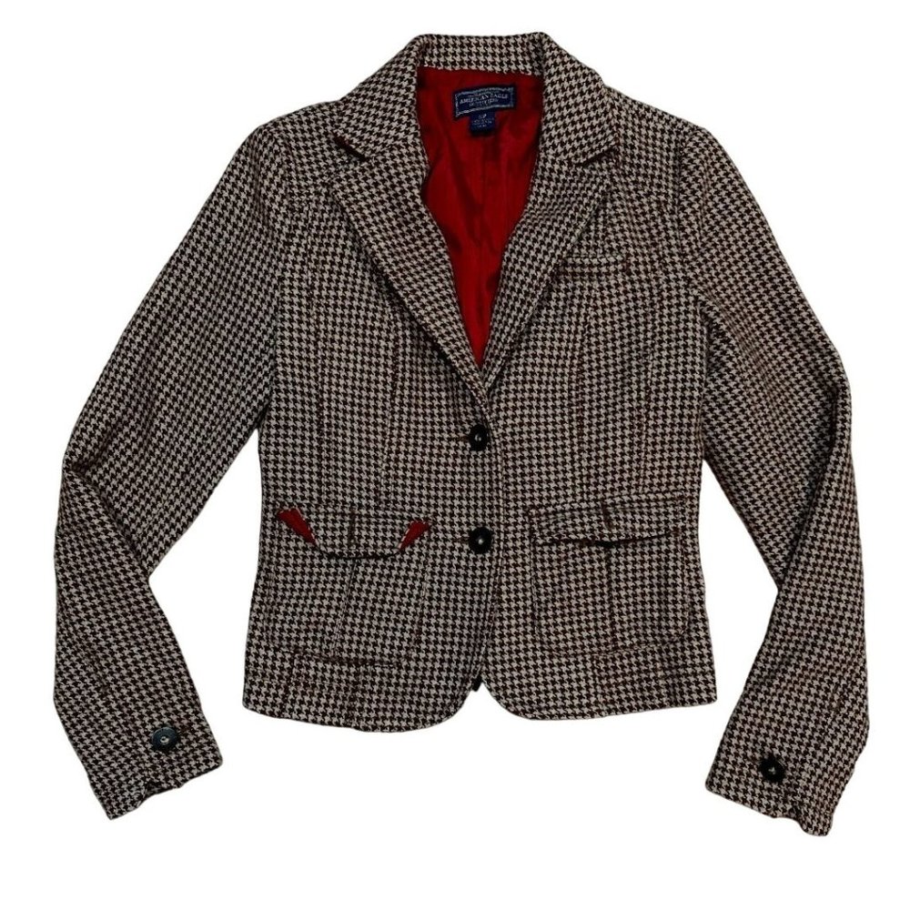 American Eagle Outfitters Two Button Blazer Brown Wool Size Small Women Academia